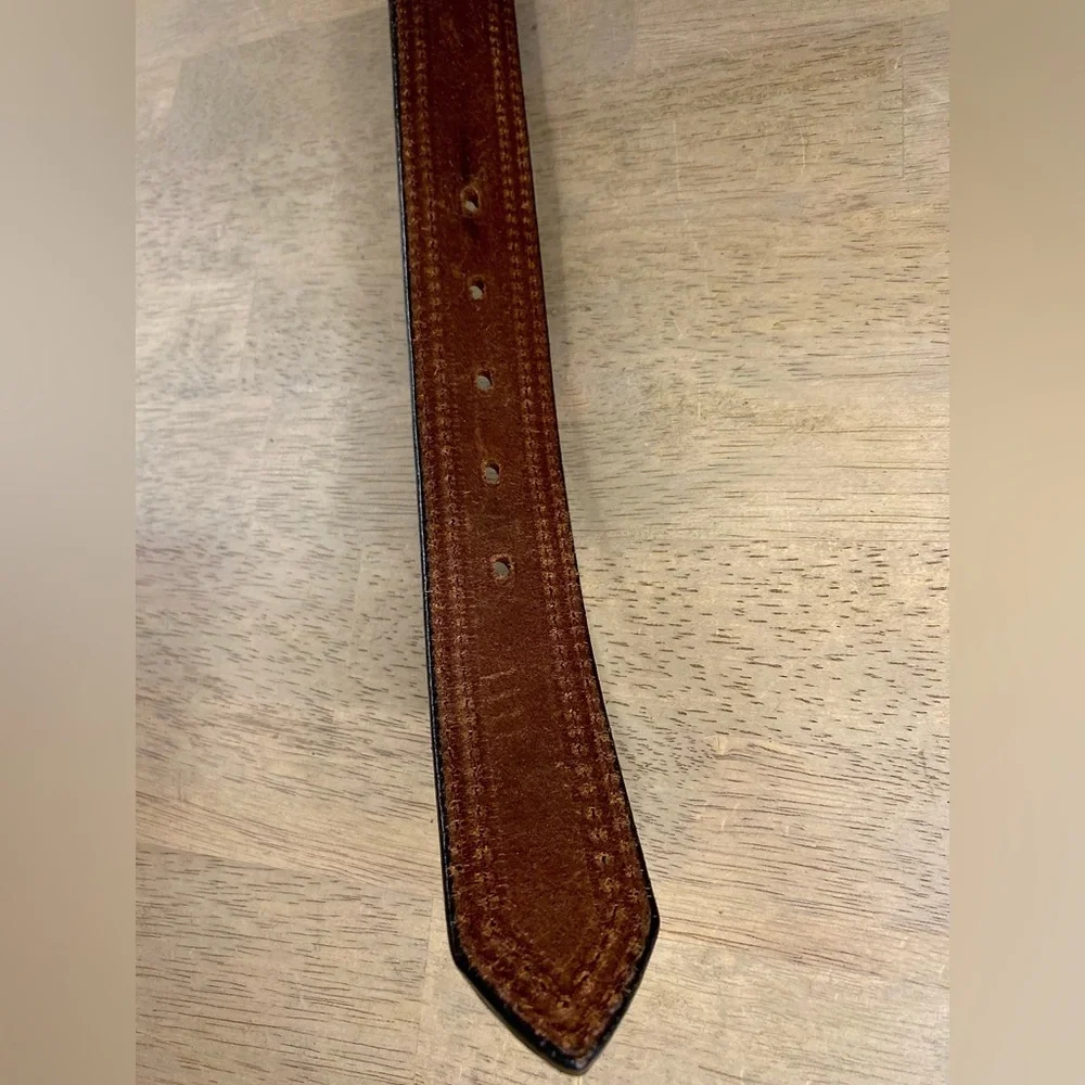 Amish Made Handcrafted Men's Stitched Brown Leather Belt Made in USA Retails $89